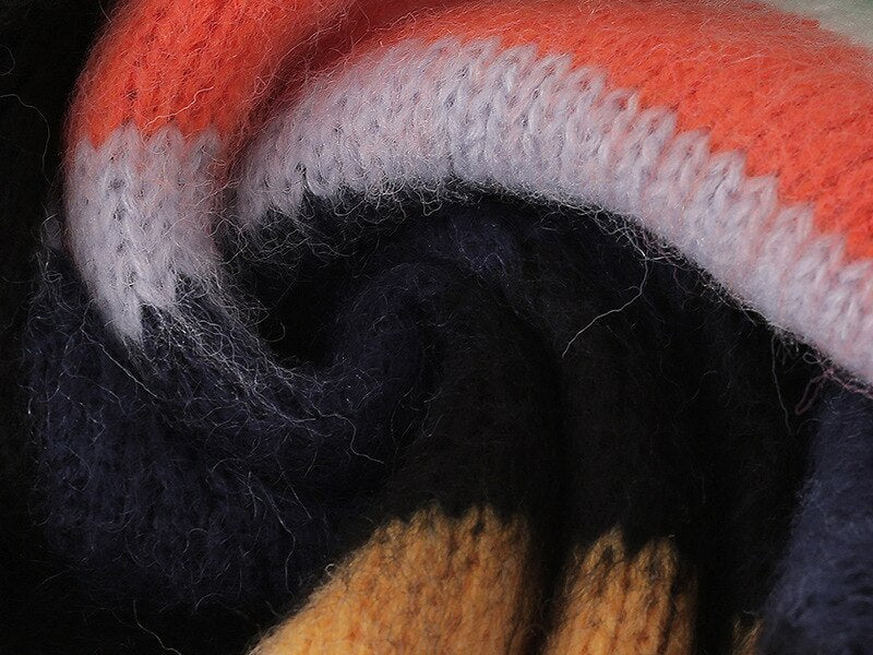 Fall Winter Oversize Thick Warm Knit Cardigan Mohair O-Neck Button Long Sleeve Fluffy Mid-Length Knitted Women Sweater