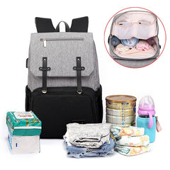 Mummy Diaper Bag Baby Stroller Backpack USB Charging Waterproof Oxford Women Handbag Maternity Nursing Nappy Travel Knapsack