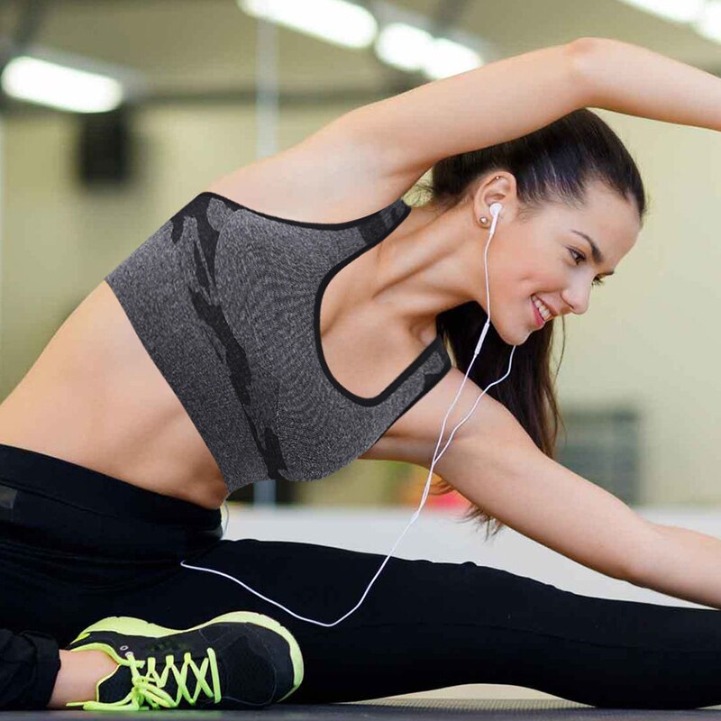 Women Sports Bra Shockproof Padded Yoga Bras Gym Athletic Sportswear Workout Tops Running Brassiere Camouflage Fitness Brallete | Vimost Shop.