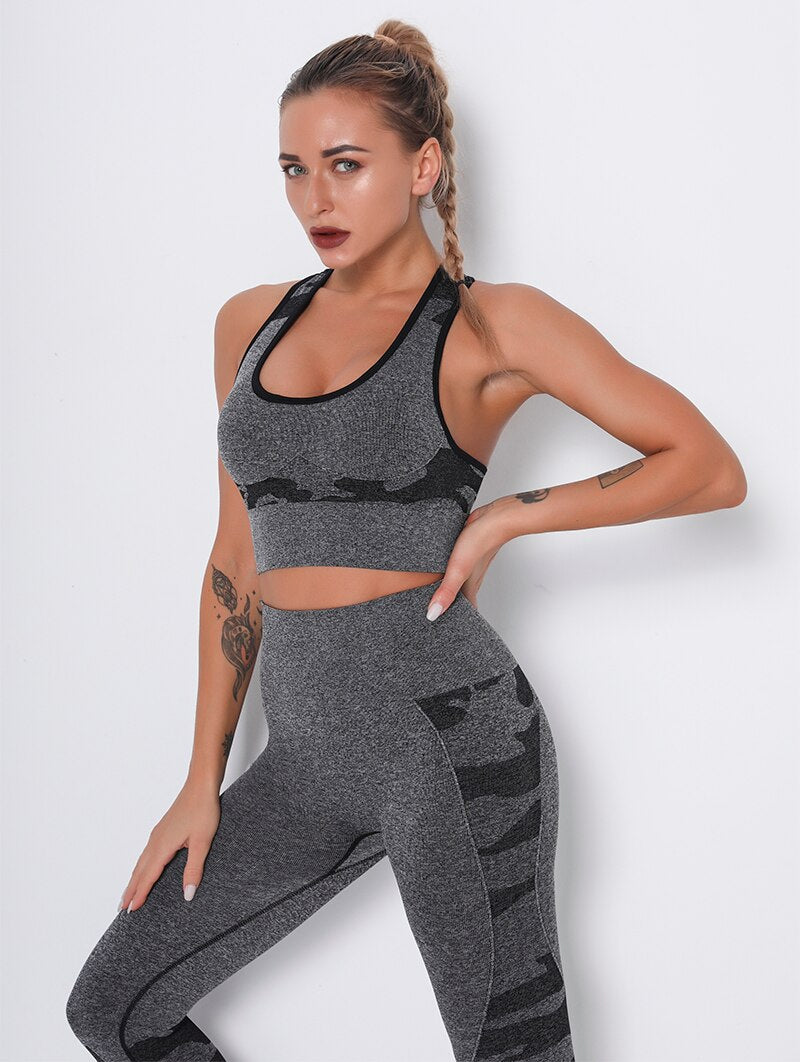 Women Sports Bra Shockproof Padded Yoga Bras Gym Athletic Sportswear Workout Tops Running Brassiere Camouflage Fitness Brallete | Vimost Shop.