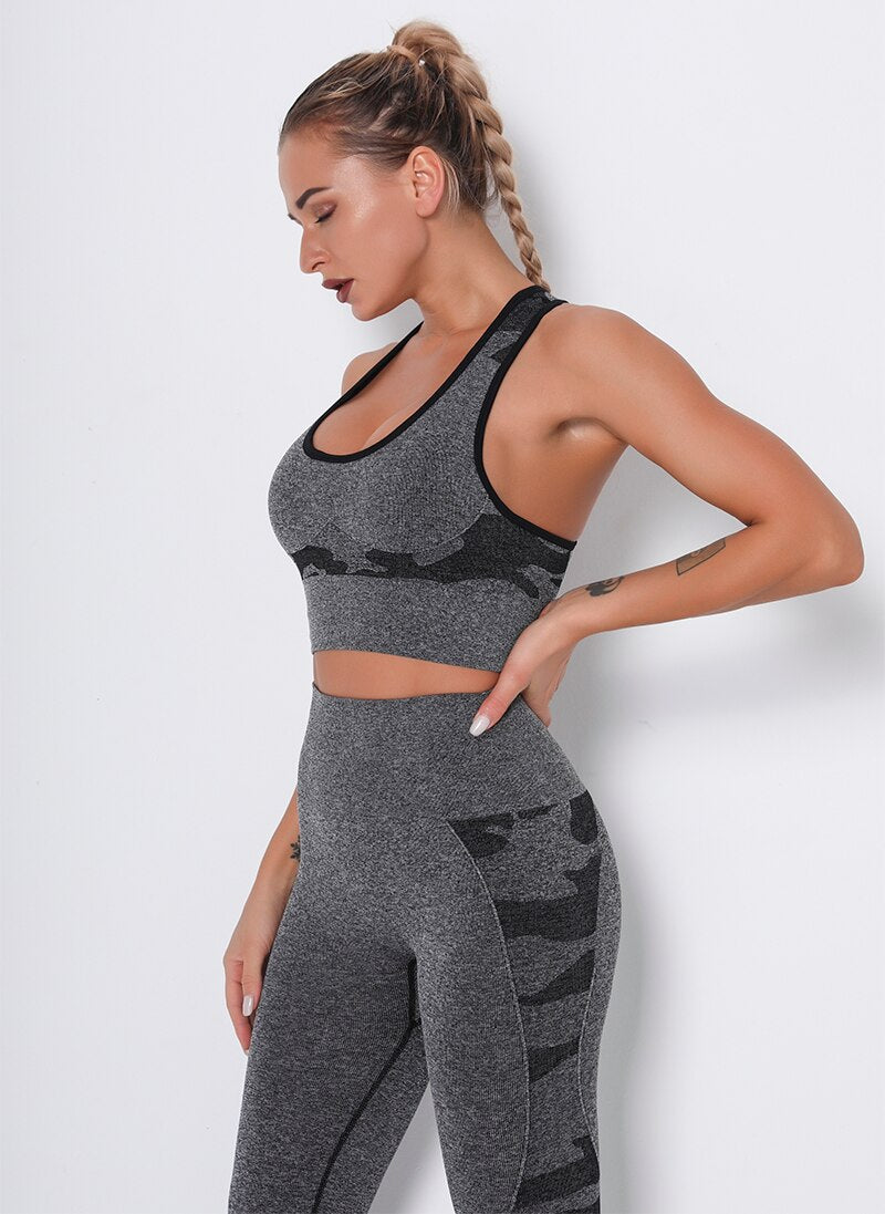 Women Sports Bra Shockproof Padded Yoga Bras Gym Athletic Sportswear Workout Tops Running Brassiere Camouflage Fitness Brallete | Vimost Shop.