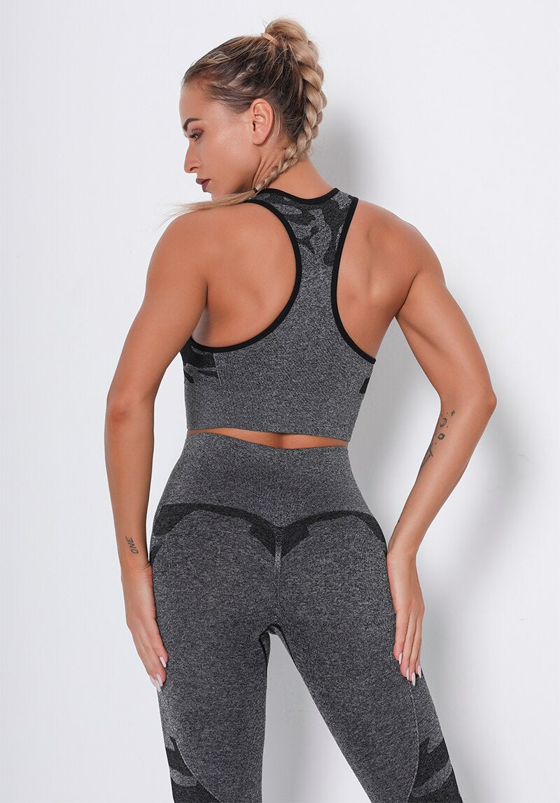 Women Sports Bra Shockproof Padded Yoga Bras Gym Athletic Sportswear Workout Tops Running Brassiere Camouflage Fitness Brallete | Vimost Shop.