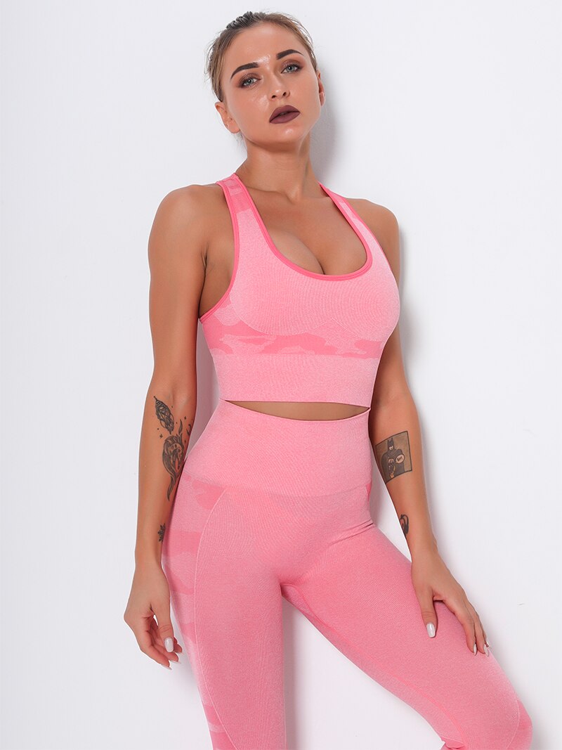 Women Sports Bra Shockproof Padded Yoga Bras Gym Athletic Sportswear Workout Tops Running Brassiere Camouflage Fitness Brallete | Vimost Shop.