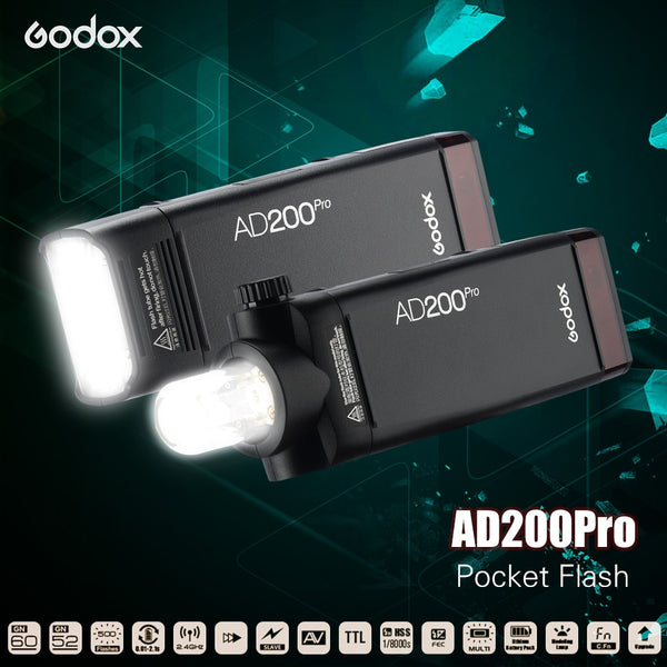 GODOX AD200Pro AD200 PRO, 200Ws 2.4G Flash Strobe, 1/8000 HSS, 500 Full Power Flashes, 0.01-1.8s Recycling, 2900mAh Battery | Vimost Shop.