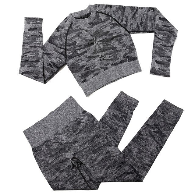 3Pcs Yoga Set Sport Suits Gym Wear Seamless Sportswear Workout Leggings Sports Bra Long Sleeves Crop Tops Fitness Clothing | Vimost Shop.