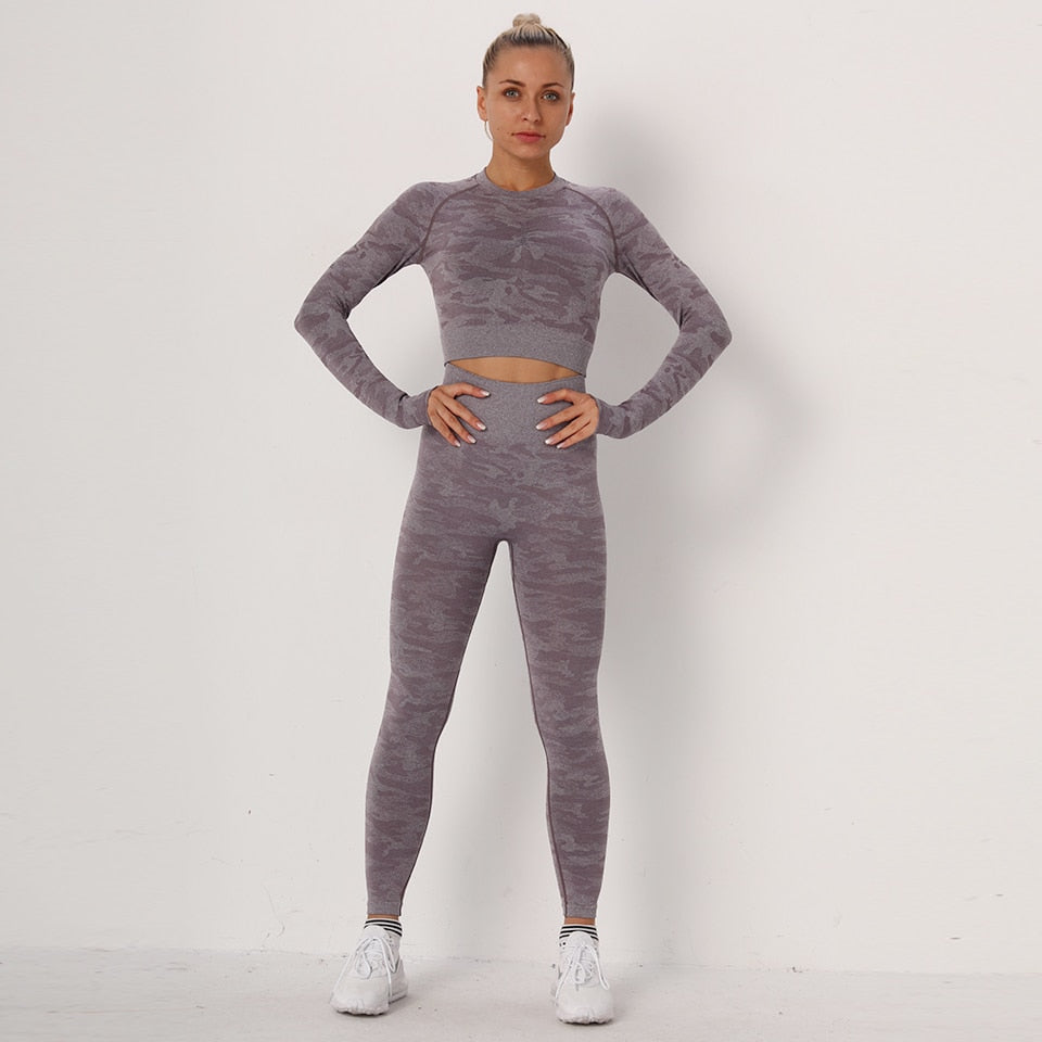 3Pcs Yoga Set Sport Suits Gym Wear Seamless Sportswear Workout Leggings Sports Bra Long Sleeves Crop Tops Fitness Clothing | Vimost Shop.
