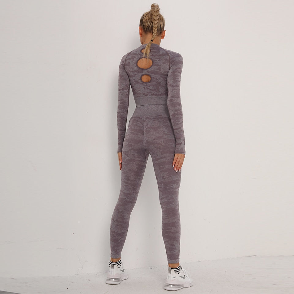 3Pcs Yoga Set Sport Suits Gym Wear Seamless Sportswear Workout Leggings Sports Bra Long Sleeves Crop Tops Fitness Clothing | Vimost Shop.
