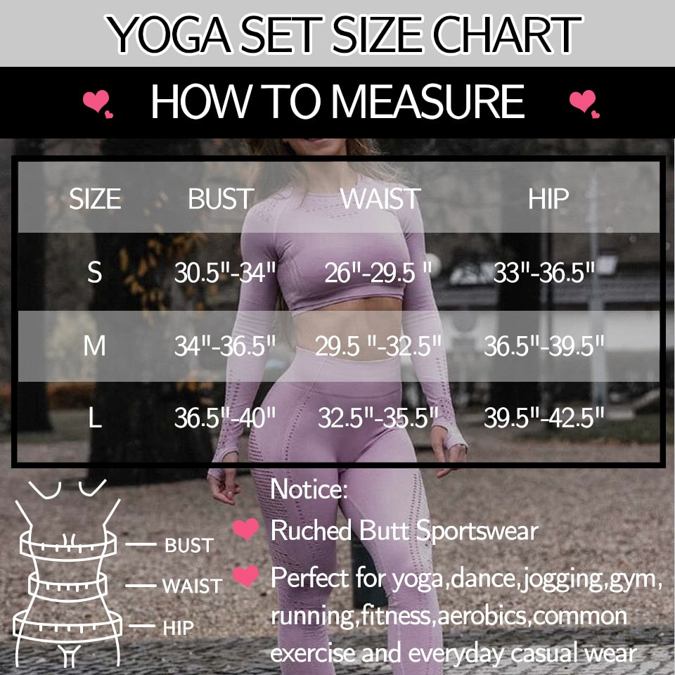 Yoga Set Women 2pcs Sport Suit Gymwear Workout Outfits Long Sleeve Fitness Crop Top High Waist Seamless Leggings Sportswear | Vimost Shop.
