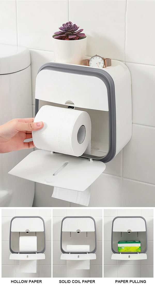 Waterproof Toilet Tissue Box Wall Mount Double Layer Roll Paper Holder Storage Box Drawer Toilet Paper Tray Bathroom Accessories | Vimost Shop.