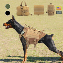 Strong Nylon Dog Harness Tactical Military Pet Vest Harnesses With Bag Working Dog Training Vests For Medium Large Dogs