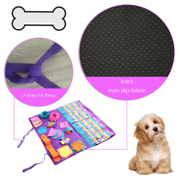 Pet Dog Snuffle Mat Detachable Purple Fleece Pads Training Blanket Dog Mat Relieve Stress Nosework Puzzle Toy 90x90cm | Vimost Shop.