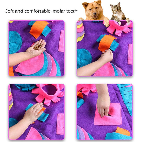 Pet Dog Snuffle Mat Detachable Purple Fleece Pads Training Blanket Dog Mat Relieve Stress Nosework Puzzle Toy 90x90cm | Vimost Shop.