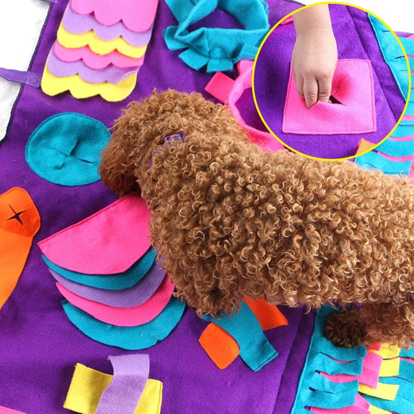 Pet Dog Snuffle Mat Detachable Purple Fleece Pads Training Blanket Dog Mat Relieve Stress Nosework Puzzle Toy 90x90cm | Vimost Shop.