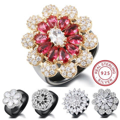 5pcs/set Luxury Shining Cubic Zirconia Jewelry Healthy Smooth Ceramic Ring For Women Fashion Wedding Party Jewelry Crystal Ring
