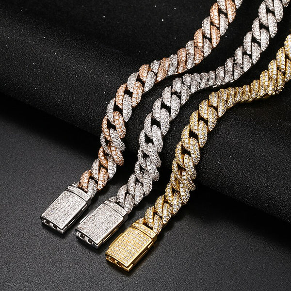 Exquisite 10mm Miami Cuban Link Chain Iced Out Chain For Women Fashion Jewelry Choker Bling Charms Necklace Chain Christmas Gift | Vimost Shop.