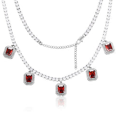 Red Pink Square Gem Stone Tennis Chain Luxury Charm Choker For Women Ladies Necklaces Party Dress Accessiory For Wedding Chain | Vimost Shop.