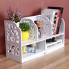 Storage Shelf Wood-plastic Board Large Size Three Rows Bookshelf White [US-W] | Vimost Shop.