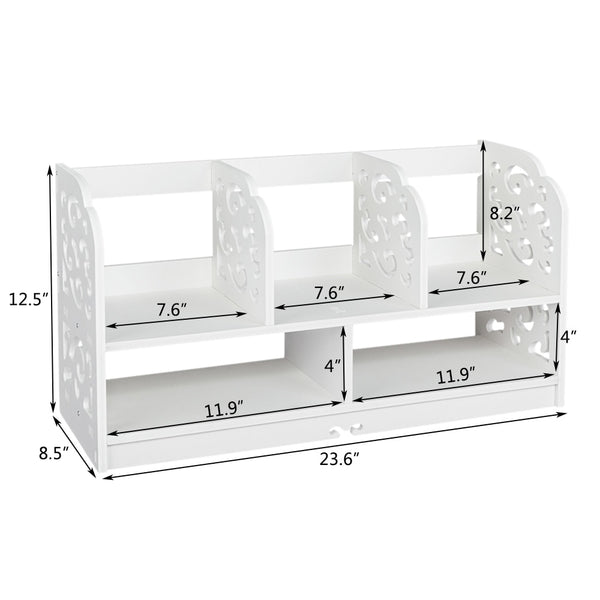 Storage Shelf Wood-plastic Board Large Size Three Rows Bookshelf White [US-W] | Vimost Shop.