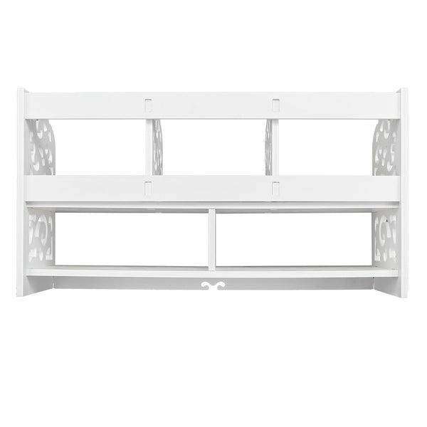 Storage Shelf Wood-plastic Board Large Size Three Rows Bookshelf White [US-W] | Vimost Shop.