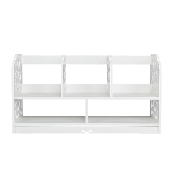 Storage Shelf Wood-plastic Board Large Size Three Rows Bookshelf White [US-W] | Vimost Shop.