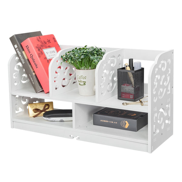 Storage Shelf Wood-plastic Board Large Size Three Rows Bookshelf White [US-W] | Vimost Shop.