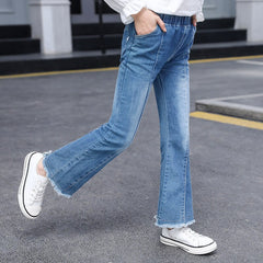 Fashion Girls Boot Cut Jeans Spring Fall Kids Denim Pants for Girls 3-12 Year Toddler Teens Children Trousers
