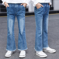 Fashion Girls Boot Cut Jeans Spring Fall Kids Denim Pants for Girls 3-12 Year Toddler Teens Children Trousers