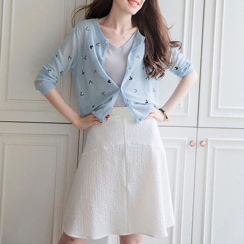 Fashion Women Blouse Tops Long Sleeve O-Neck Short Crop Tops Shirts Summer Womens Perspective Cardigan