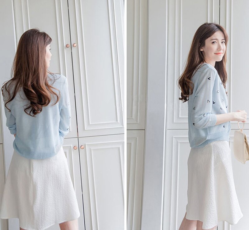 Fashion Women Blouse Tops Long Sleeve O-Neck Short Crop Tops Shirts Summer Womens Perspective Cardigan