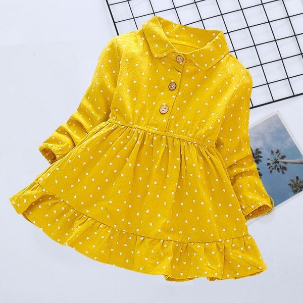 Long Sleeve Girls Dress Spring Fall Casual Kids Clothes for Girl Lovely Heart A-line Children Princess Dresses Toddler Costume | Vimost Shop.