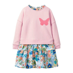 High Quality Girls Dress Long Sleeve Pink Kids Clothes for Girls Sequined Butterfly Floral Children Princess Dresses Spring Fall | Vimost Shop.