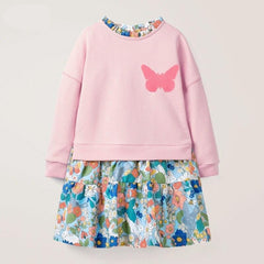 High Quality Girls Dress Long Sleeve Pink Kids Clothes for Girls Sequined Butterfly Floral Children Princess Dresses Spring Fall | Vimost Shop.