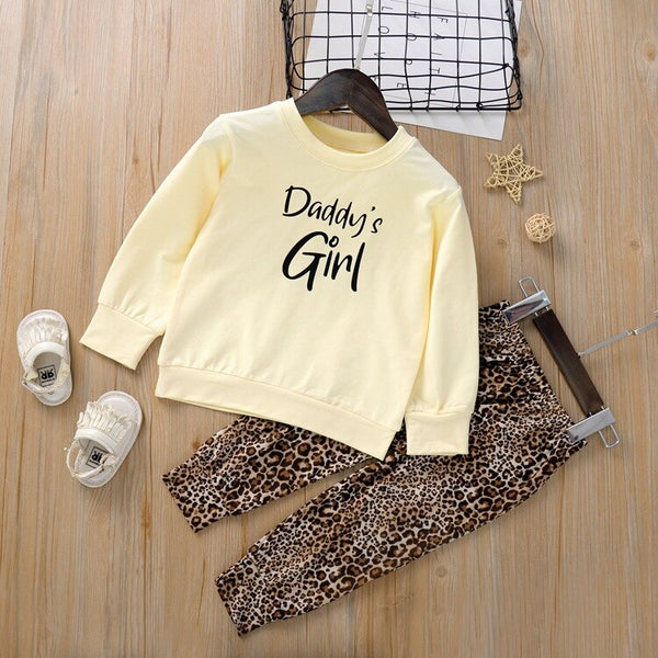 Letter O-neck Sweatshirt Leopard Long Pant Kids Suits for Girl Spring Fall Girls Clothing Set Casual Children Outfits | Vimost Shop.