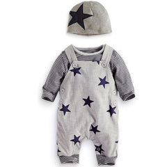 Baby Boys Clothes Hat Long Sleeve Shirt Bib Pants 3pcs Newborns Suits Spring Fall Cute Infant Clothing Set