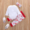 Valentine's Day Baby Set Spring Cotton Infant Girls Clothes Letter Print Bodysuits Pant Headband Newborns Suits | Vimost Shop.