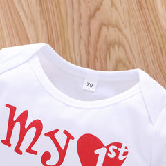 Valentine's Day Baby Set Spring Cotton Infant Girls Clothes Letter Print Bodysuits Pant Headband Newborns Suits | Vimost Shop.