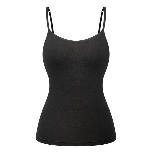Women's Cotton Camisole with Shelf Bra Adjustable Spaghetti Strap Tank Top Cami Tanks 2/3 Packs Shapewear Body Shaper | Vimost Shop.
