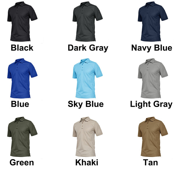 Summer Polo Shirts Mens Short Sleeve T-shirt Quick Dry Army Tactical Military Work Golf T-Shirt Tops Hiking Clothing | Vimost Shop.