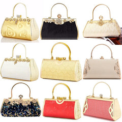 Luxury Women Clutch Bags Golden PU Evening Bags Bucket Shaped Female Vintage Handbags Party Wedding Purse Wallets