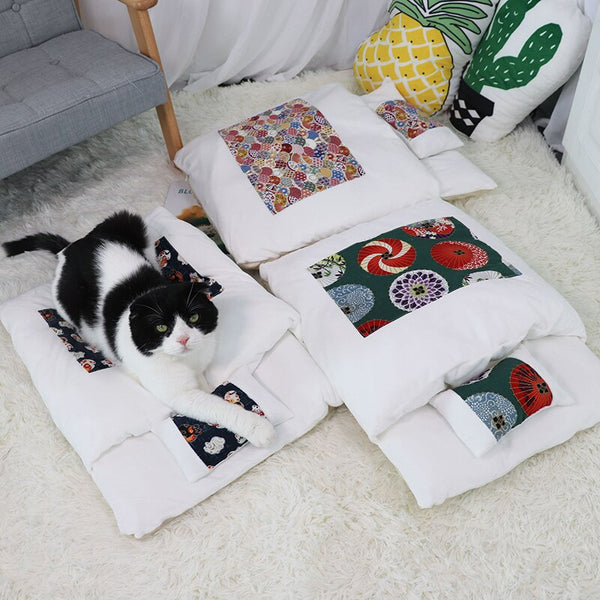 Removable Dog Cat Bed Sleeping Bag Sofas Mat Winter Warm Cat House Small Pet Bed Puppy Kennel Nest Cushion Pet Products | Vimost Shop.