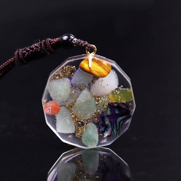 Orgonite Energy Pendant Shell Orgone Necklace Natural Green Aventurine Chakra Reiki Healing Jewelry Amulet | Vimost Shop.