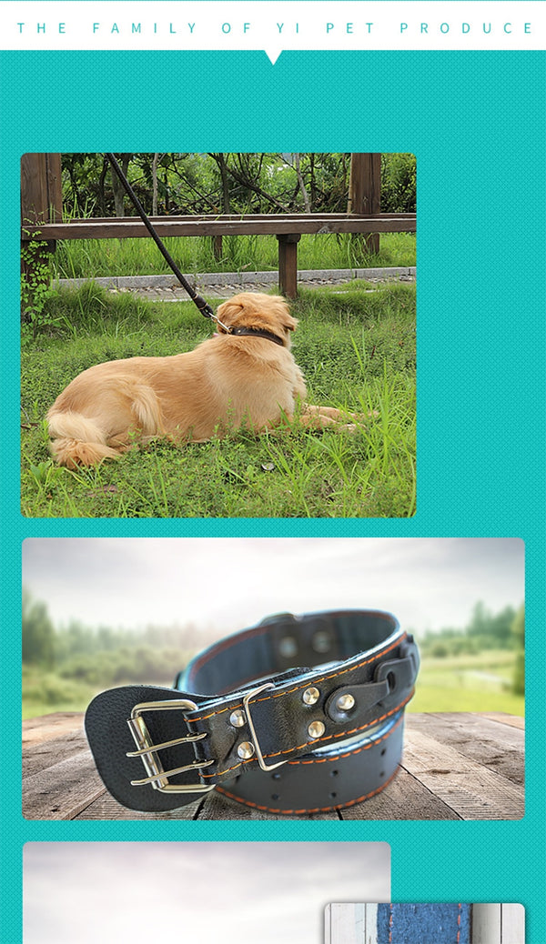Pet Dog Collar Durable Leather Neck Strap Soft PU Leather Necklace Personalized Adjustable Collars for Large Dogs Pet Supplies | Vimost Shop.