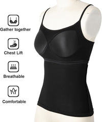 Women's Cotton Camisole with Shelf Bra Adjustable Spaghetti Strap Tank Top Cami Tanks 2/3 Packs Shapewear Body Shaper | Vimost Shop.