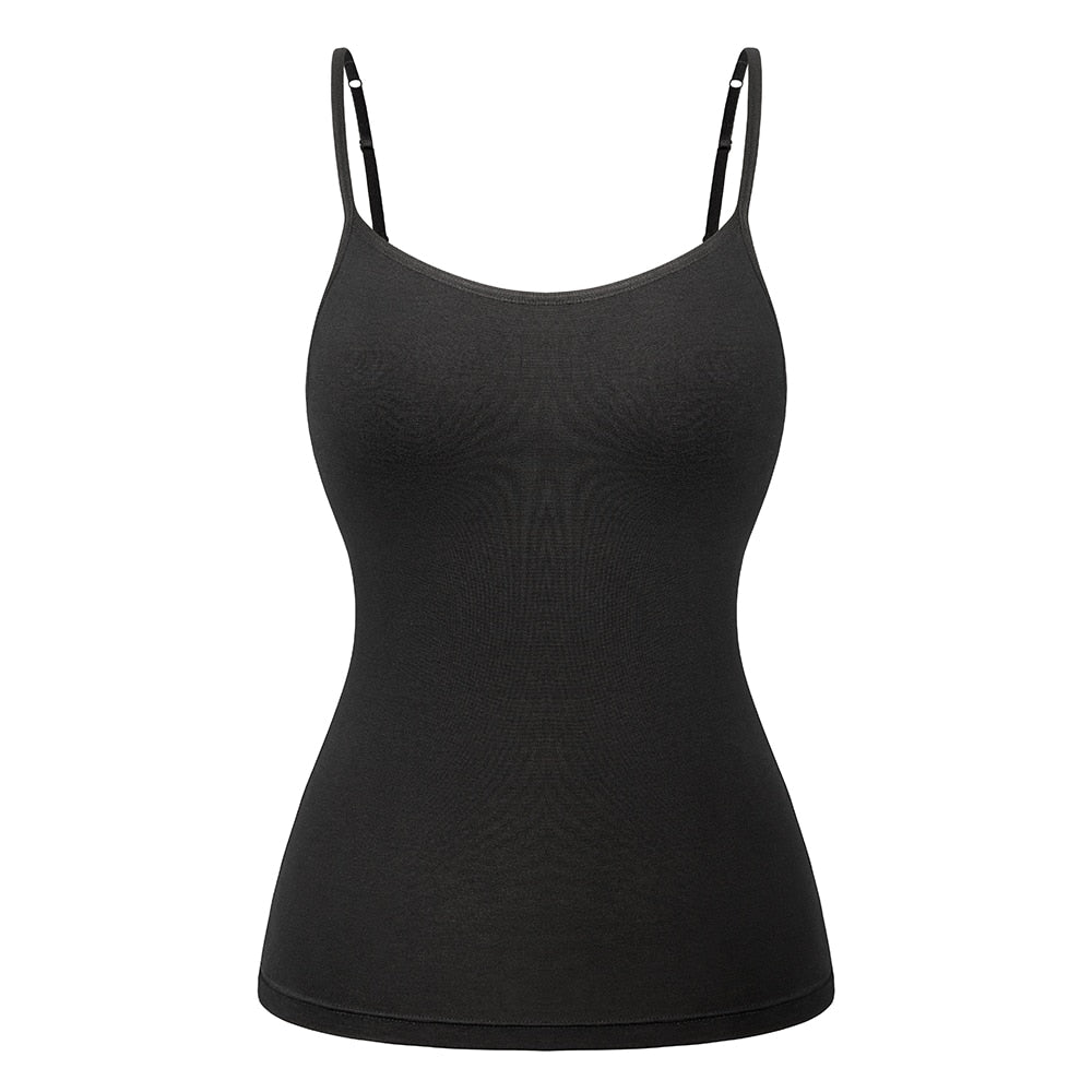 Women's Cotton Camisole with Shelf Bra Adjustable Spaghetti Strap Tank Top Cami Tanks 2/3 Packs Shapewear Body Shaper | Vimost Shop.
