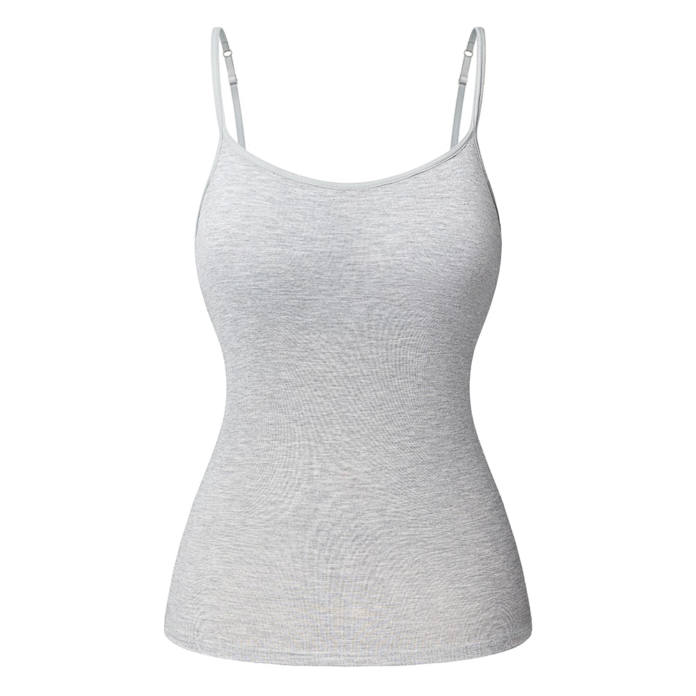 Women's Cotton Camisole with Shelf Bra Adjustable Spaghetti Strap Tank Top Cami Tanks 2/3 Packs Shapewear Body Shaper | Vimost Shop.
