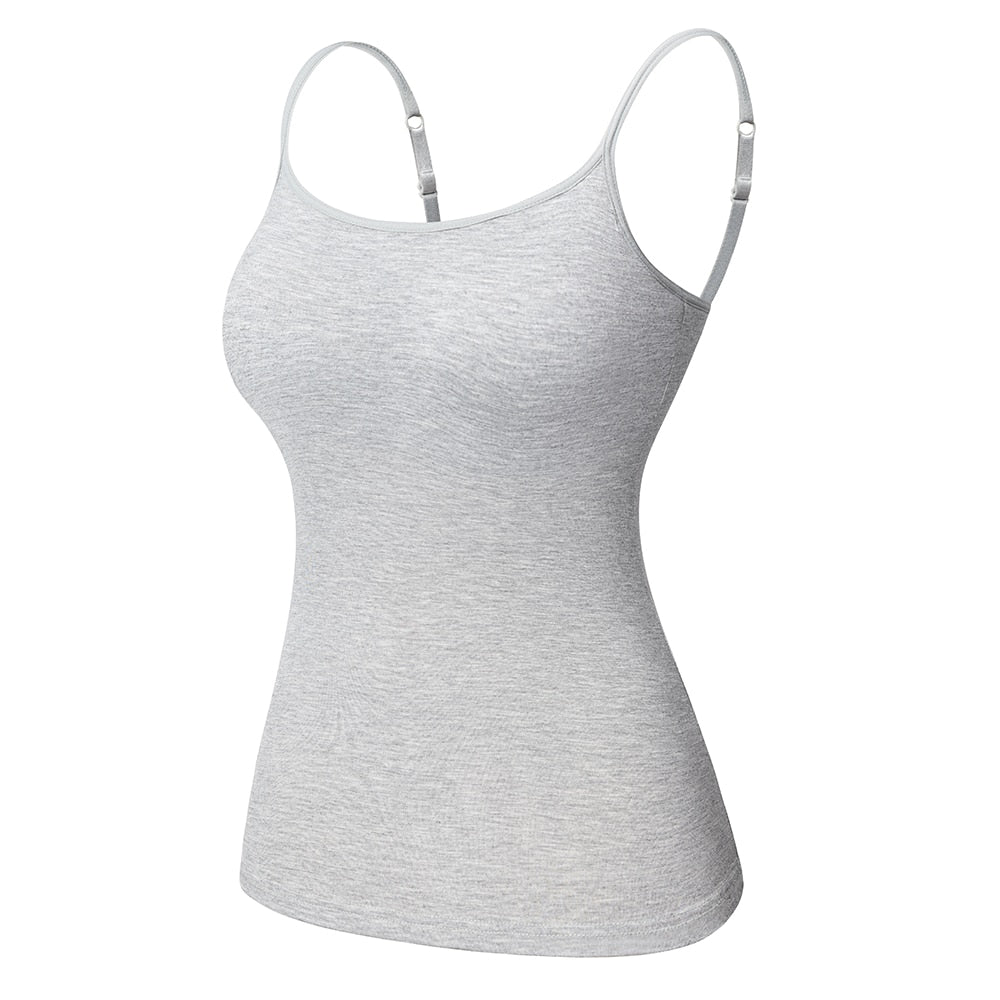 Women's Cotton Camisole with Shelf Bra Adjustable Spaghetti Strap Tank Top Cami Tanks 2/3 Packs Shapewear Body Shaper | Vimost Shop.