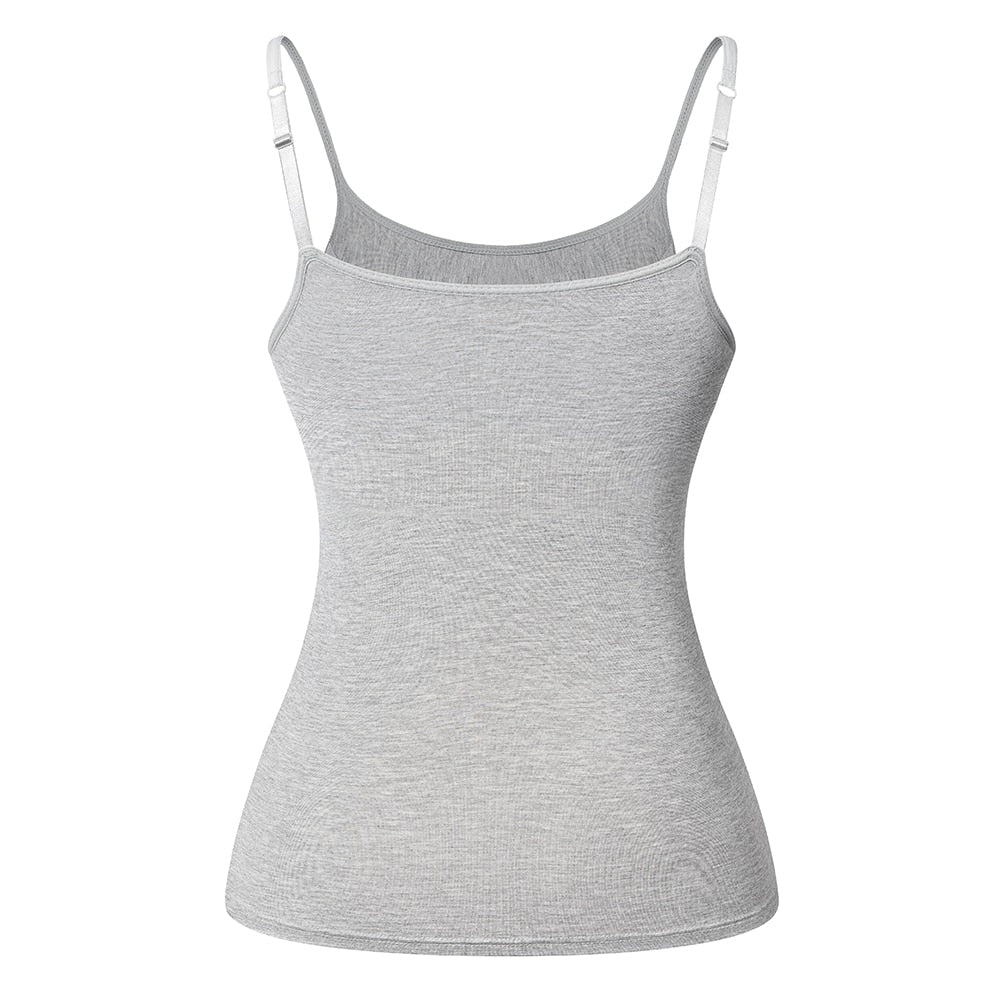 Women's Cotton Camisole with Shelf Bra Adjustable Spaghetti Strap Tank Top Cami Tanks 2/3 Packs Shapewear Body Shaper | Vimost Shop.