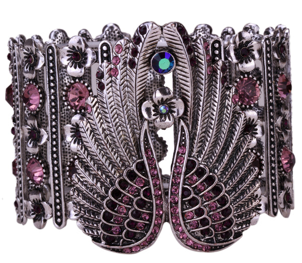 Guardian Angel Wings Stretch Cuff Bracelet for Women Biker Crystal Punk Jewelry Gift Antique Silver Color Dropshipping D05 | Vimost Shop.