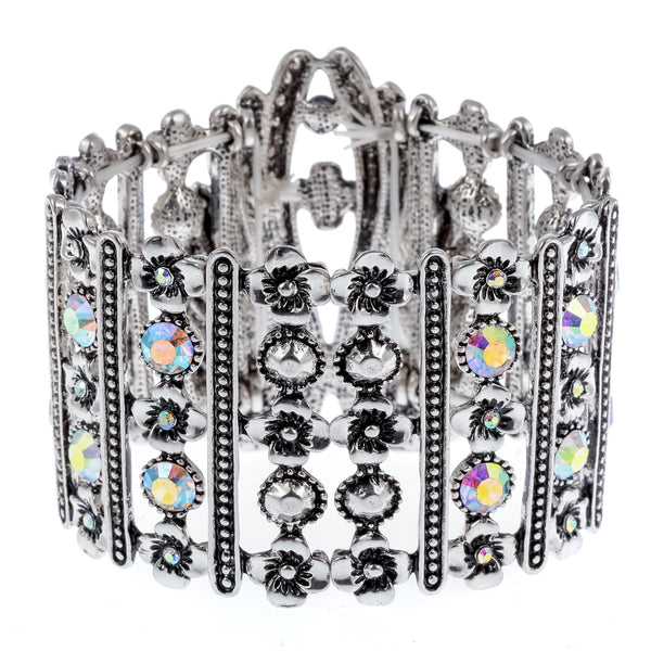 Guardian Angel Wings Stretch Cuff Bracelet for Women Biker Crystal Punk Jewelry Gift Antique Silver Color Dropshipping D05 | Vimost Shop.