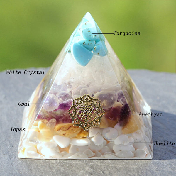 Orgone Pyramid Opal Crystal Energy Generator Orgonite Pyramids For Emf Protection Healing Crystal Meditation Decor | Vimost Shop.